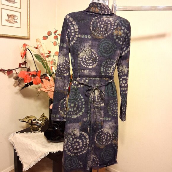 NWT I.AM.GIA Women’s Elegant Purple Printed Long Sleeve Midi Dress Size 38 - Picture 8 of 11